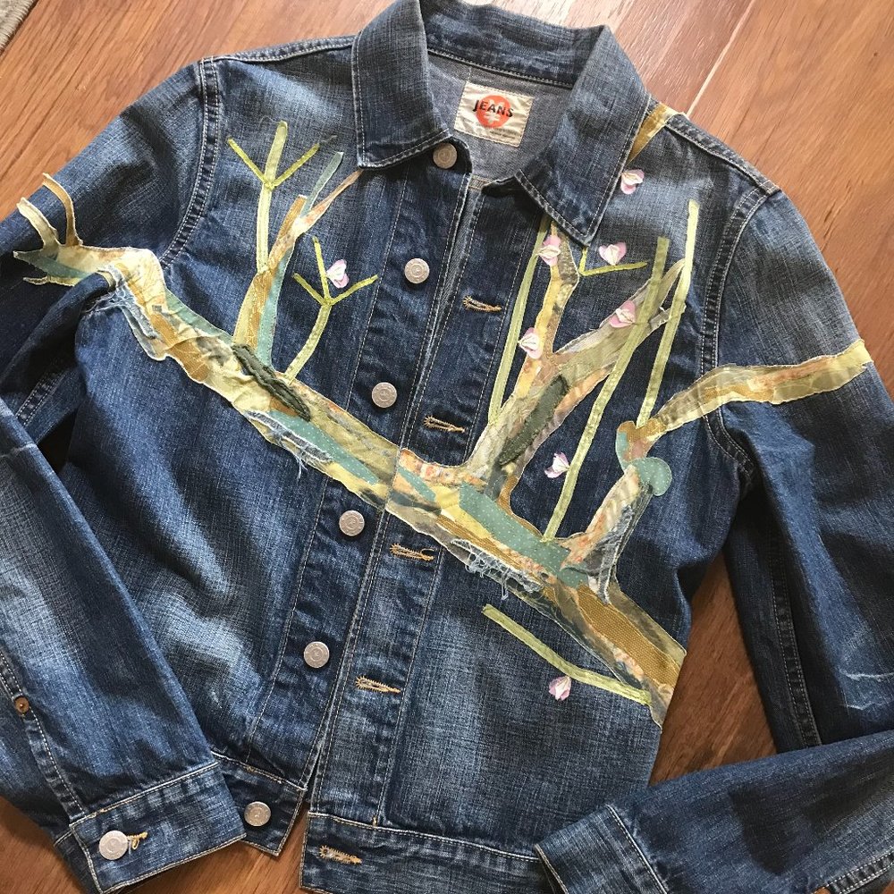 MICHIKO KOSHINO appliqued denim jacket, small.